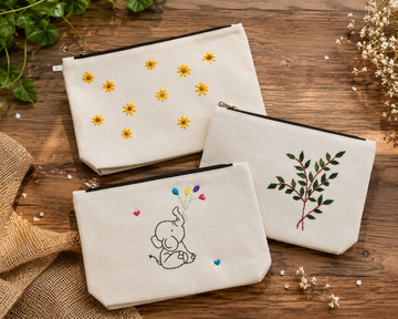 Canvas hand embroidered pouches