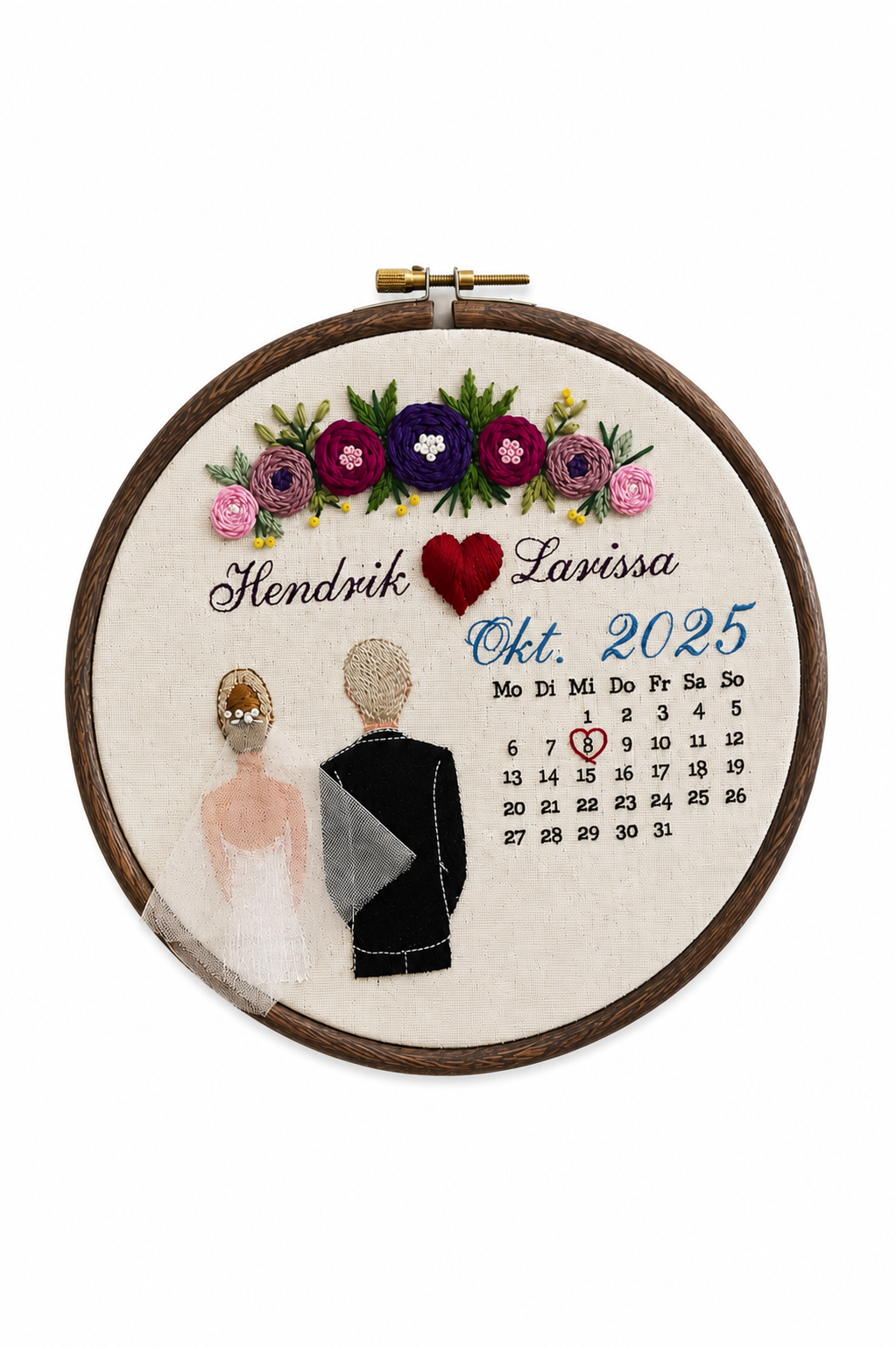Personalized Wedding Embroidery Hoop Frame