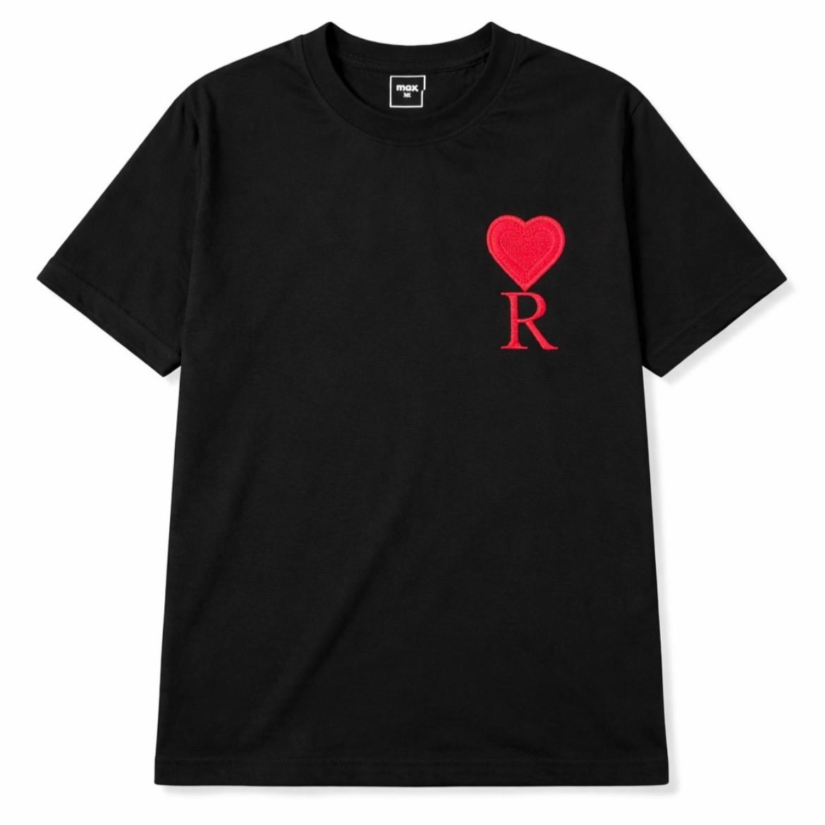 Personalized Embroidered Heart Initial T-Shirt – Premium Cotton Black Tee