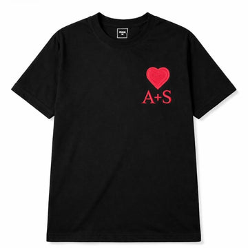 Embroidered Heart Initials T-Shirt | Red Heart & A+S Premium Cotton Tee